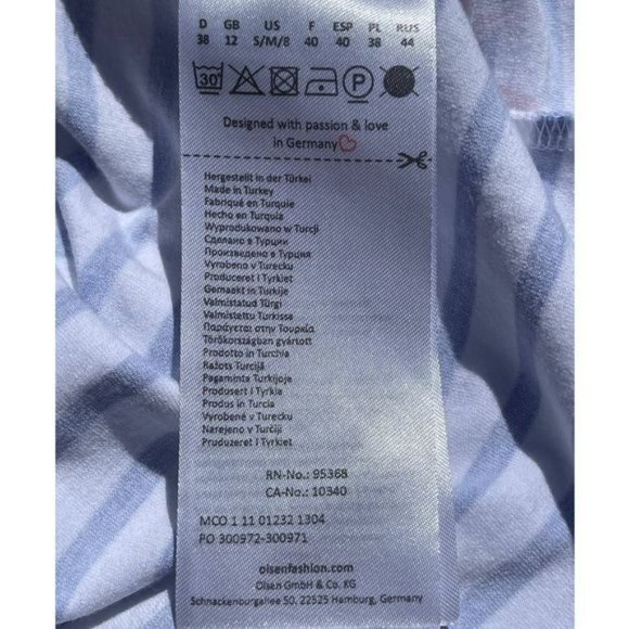 Olsen Europe White Blue Stripped Pink Red Floral Cap Sleeve Blouse Size M - Picture 5 of 8